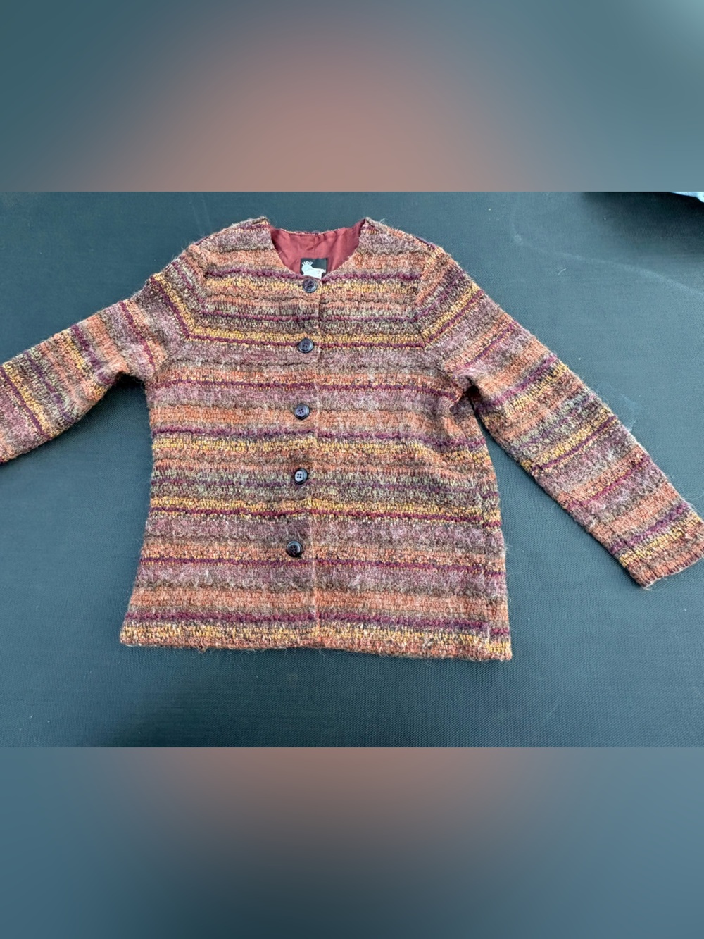 First option mohair blend cardigan burgundy berry rust